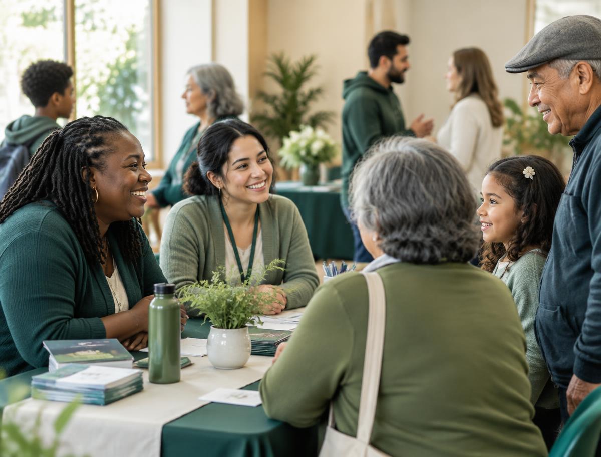 Neighbors meeting at a welcoming community resource event